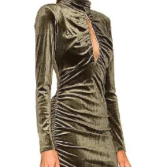 NWT NICHOLAS Lyssa Dress Sz 4 in Forest Green Velvet Long Sleeve Cocktail Dress - Picture 1 of 11